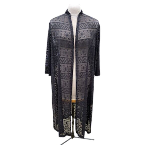 NWT Nygard Swim Coverup Open Front Long Sleeve Sz. 1X Lace Plus - Picture 1 of 8